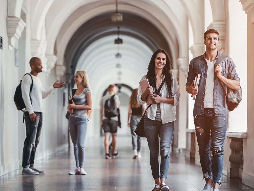 College students walking on campus