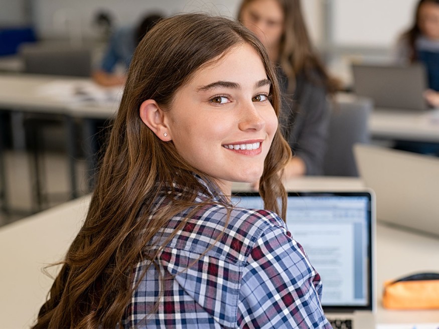 Student in class