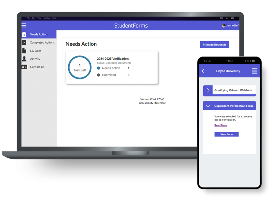 Student Forms on laptop and mobile devices